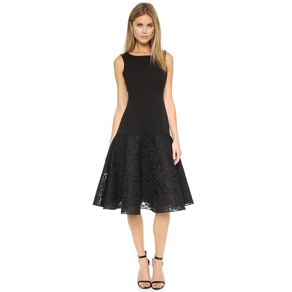 BLACK HALO VOGUE W/ MESH LACE SKIRT DRESS SIZE 10 $435 SLEEVELESS NORDSTROM